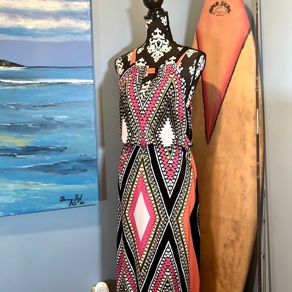 ⭐️Emma & Michelle,Striking Geo-Designed Maxi Dress, Halter Style, Large - Picture 9 of 10